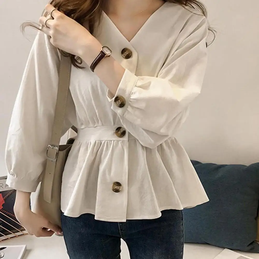 Fashion Women korean clothes Shirt female long sleeves solid v neck Waist Collection Blouse camisa feminina vetement femme black
Fashion Women korean clothes Shirt female long sleeves solid v neck Waist Collection Blouse camisa feminina vetement femme black