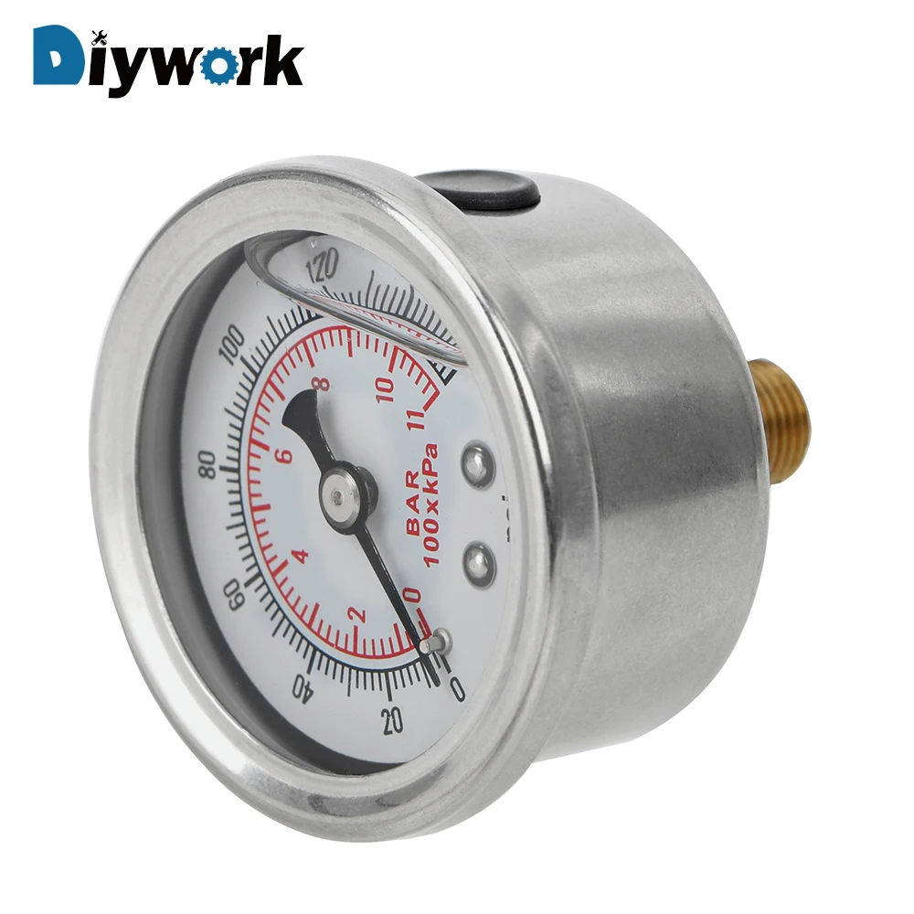 DIYWORK Liquid Oil Press Gauge for Auto Tester Monitoring System Fuel Pressure Gauge Meter Liquid 0-160 psi 1/8 NPT Universal
DIYWORK Liquid Oil Press Gauge for Auto Tester Monitoring System Fuel Pressure Gauge Meter Liquid 0-160 psi 1/8 NPT Universal