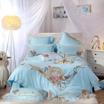 4/7pcs Sky Blue Luxury Snail Flower Embroidery 80S Egyptian Cotton Girl Bedding Set Duvet Cover Bed sheet Bed Linen Pillowcases
4/7pcs Sky Blue Luxury Snail Flower Embroidery 80S Egyptian Cotton Girl Bedding Set Duvet Cover Bed sheet Bed Linen Pillowcases