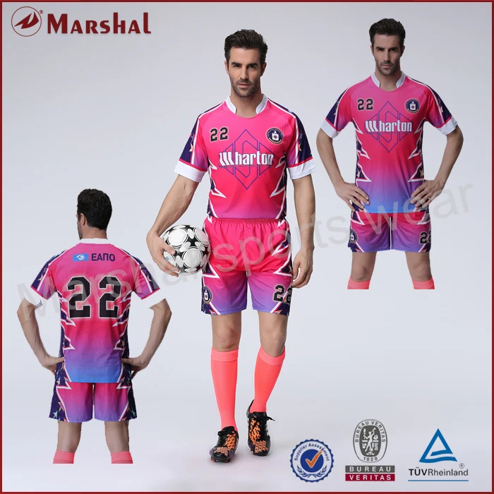 Image Pink color soccer jersey,team soccer uniform wholesale,custom your club soccer kits