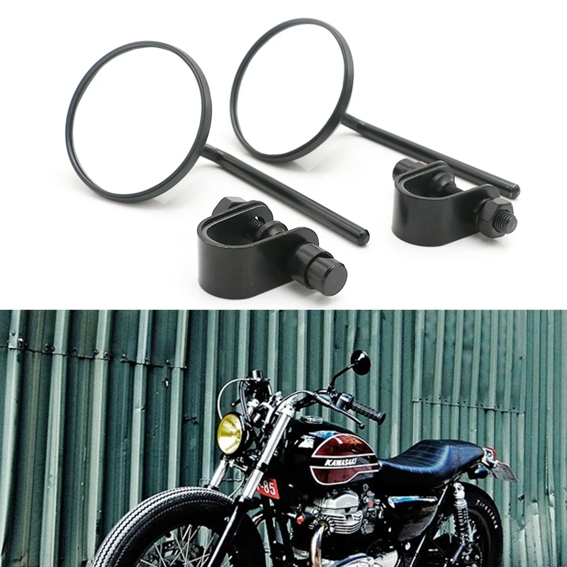 Universal Clamp On Motorcycle Round 4'' Rearview Mirrors For Honda Harley Yamaha Kawasaki Suzuki Dirt Bike Custom Bobber|Боковые