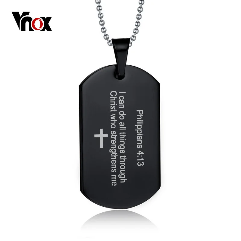 Vnox Engraving Philippians 4:13 Cross Pendant Dog Tag for Men Necklace Stainless Steel Casual Male Faith Jewelry Christ Bible
Vnox Engraving Philippians 4:13 Cross Pendant Dog Tag for Men Necklace Stainless Steel Casual Male Faith Jewelry Christ Bible