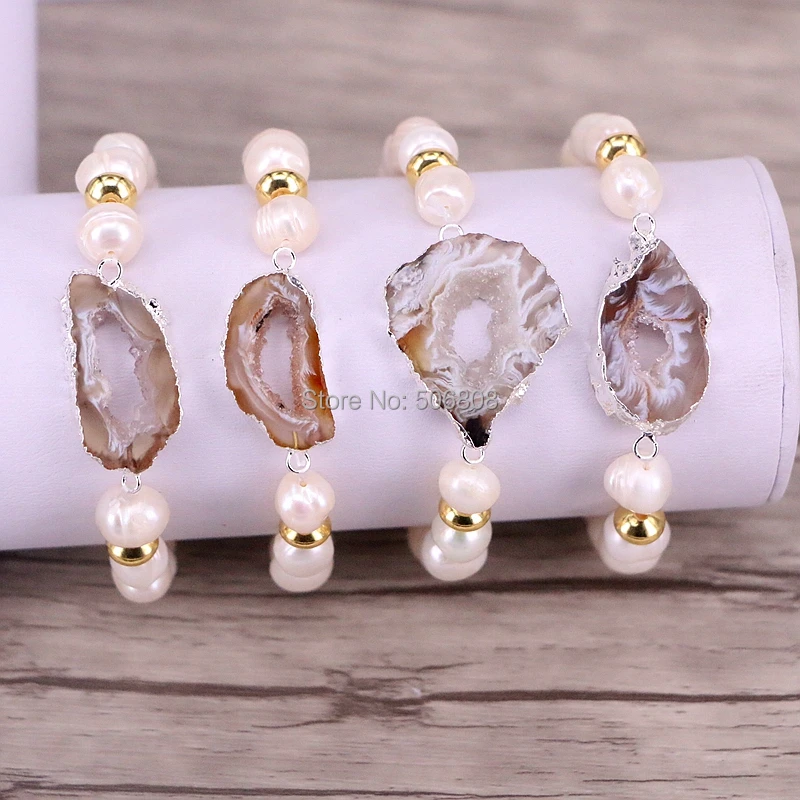 5PCS Zyunz Jewelry Handmade Natural Pearl Beads bracelet Silver Color Geode Quartz Stone Connector Bracelets
5PCS Zyunz Jewelry Handmade Natural Pearl Beads bracelet Silver Color Geode Quartz Stone Connector Bracelets