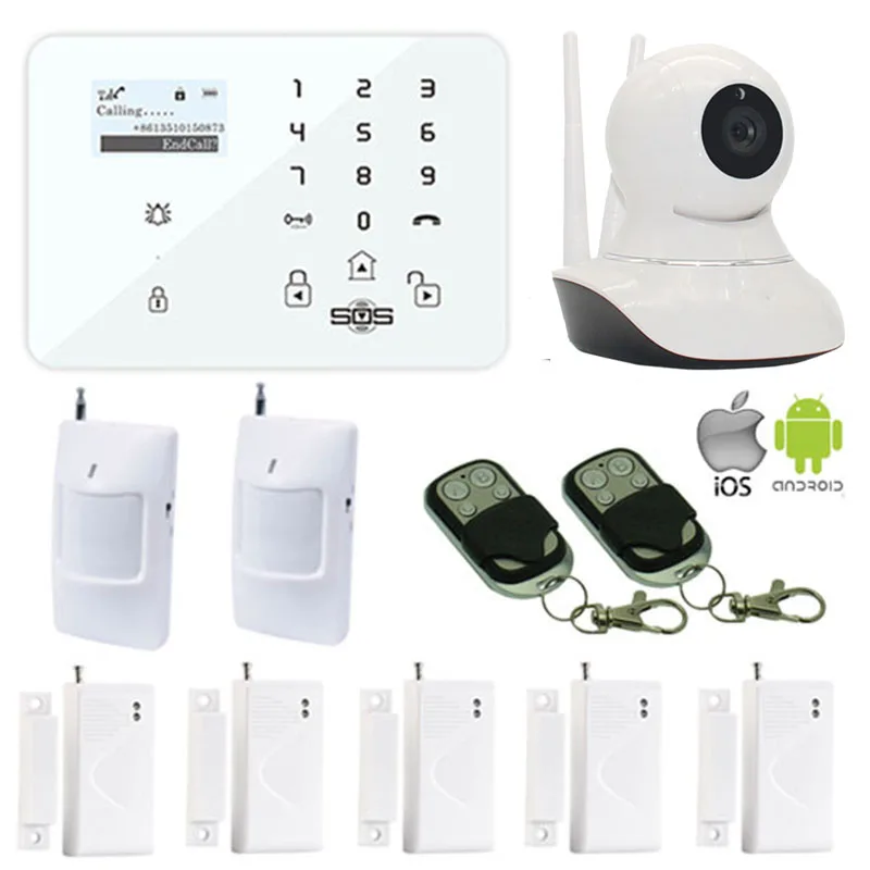 SMS Remote Monitor Android /IOS APP GSM Alarm System K9 Wireless Home Burglar Alarm System +WIFI HD IP Camera GSM Camera W12K
SMS Remote Monitor Android /IOS APP GSM Alarm System K9 Wireless Home Burglar Alarm System +WIFI HD IP Camera GSM Camera W12K