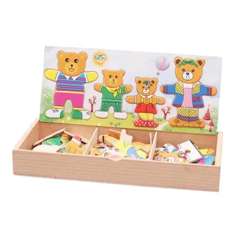 1pc Wooden Bear Dress-up Puzzle Box Jigsaw Cartoon Sorting Sorting Matching Jigsaw Puzzles Toy for Toddlers Children Kids
1pc Wooden Bear Dress-up Puzzle Box Jigsaw Cartoon Sorting Sorting Matching Jigsaw Puzzles Toy for Toddlers Children Kids