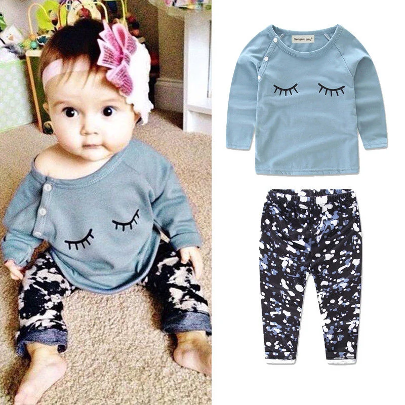 Newborn Infant Baby Girls Clothes Cute Bebes Cotton Long Sleeve Eyelash T-Shirt Pants 2pcs Outfits Kids Clothing Set -24M
Newborn Infant Baby Girls Clothes Cute Bebes Cotton Long Sleeve Eyelash T-Shirt Pants 2pcs Outfits Kids Clothing Set -24M
