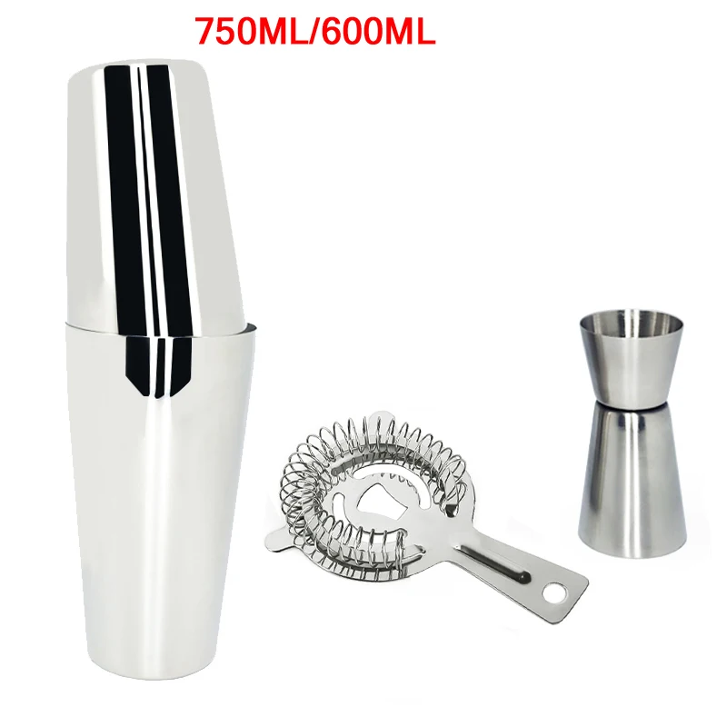 

750ml/600ml Botique-Bartender Set For Professional Bartenders And Family Bars 4 Piece Set Of Boston Cocktail Shaker