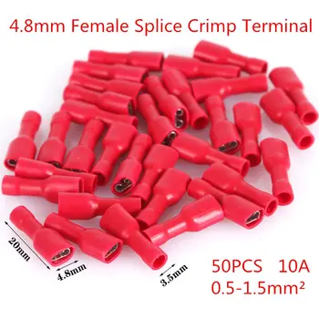 50PCS/LOT T051 4.8mm Red Female Splice Crimp Terminal Fully Insulated Wire Cable Connector Electrical Spade 0.5-1.5MM2 10A
50PCS/LOT T051 4.8mm Red Female Splice Crimp Terminal Fully Insulated Wire Cable Connector Electrical Spade 0.5-1.5MM2 10A