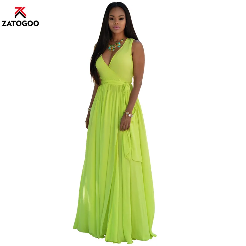 Long Deep V Neck Woman Sexy Dress Sleeveless Off Shoulder Chiffon Summer Charming Waist Sashes Party Dress Green Red White Robe
Long Deep V Neck Woman Sexy Dress Sleeveless Off Shoulder Chiffon Summer Charming Waist Sashes Party Dress Green Red White Robe