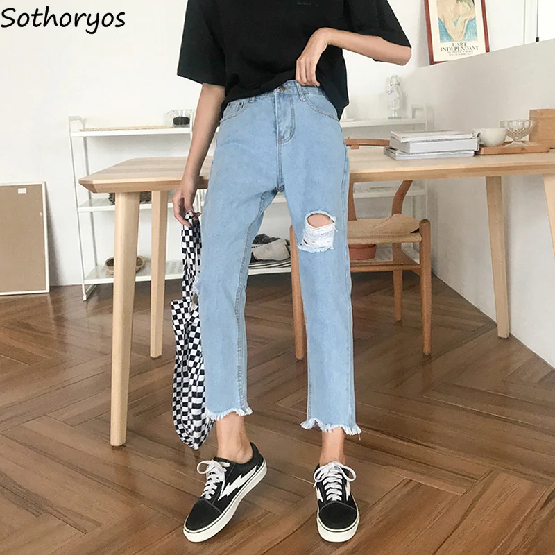 Jeans Women Simple Solid Colour Korean Style Trendy Students High Waist Womens Loose Hole Elegant Female Soft Lovely All-match
Jeans Women Simple Solid Colour Korean Style Trendy Students High Waist Womens Loose Hole Elegant Female Soft Lovely All-match