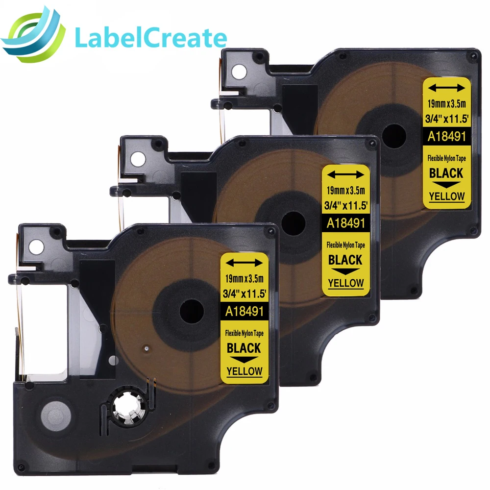 3 Pcs Compatible for DYMO 18491 Flexible Nylon Labels for DYMO Industrial RhinoPro Printers Label Maker, Black on Yellow 19mm
3 Pcs Compatible for DYMO 18491 Flexible Nylon Labels for DYMO Industrial RhinoPro Printers Label Maker, Black on Yellow 19mm