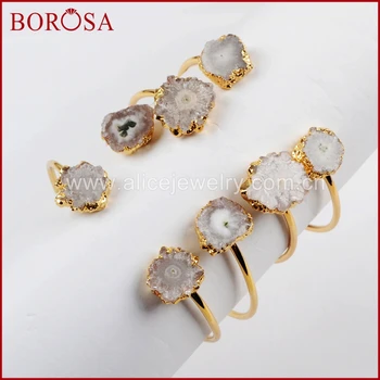 BOROSA 5PCS Gold Color Small Double Natural Solar Quartz Adjustable Bangle, Druzy Sun Flower Bracelets Jewelry for Women G1533
BOROSA 5PCS Gold Color Small Double Natural Solar Quartz Adjustable Bangle, Druzy Sun Flower Bracelets Jewelry for Women G1533