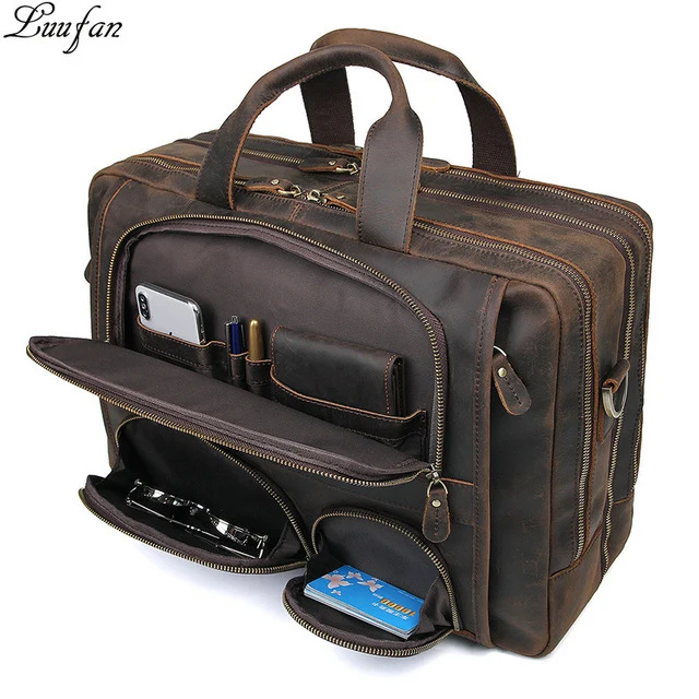 Multifunction Crazy horse Genuine Leather Men Briefcase 17" Laptop business Bag tote Vintage Male Big Shoulder Bag Travel Duffel
Multifunction Crazy horse Genuine Leather Men Briefcase 17" Laptop business Bag tote Vintage Male Big Shoulder Bag Travel Duffel