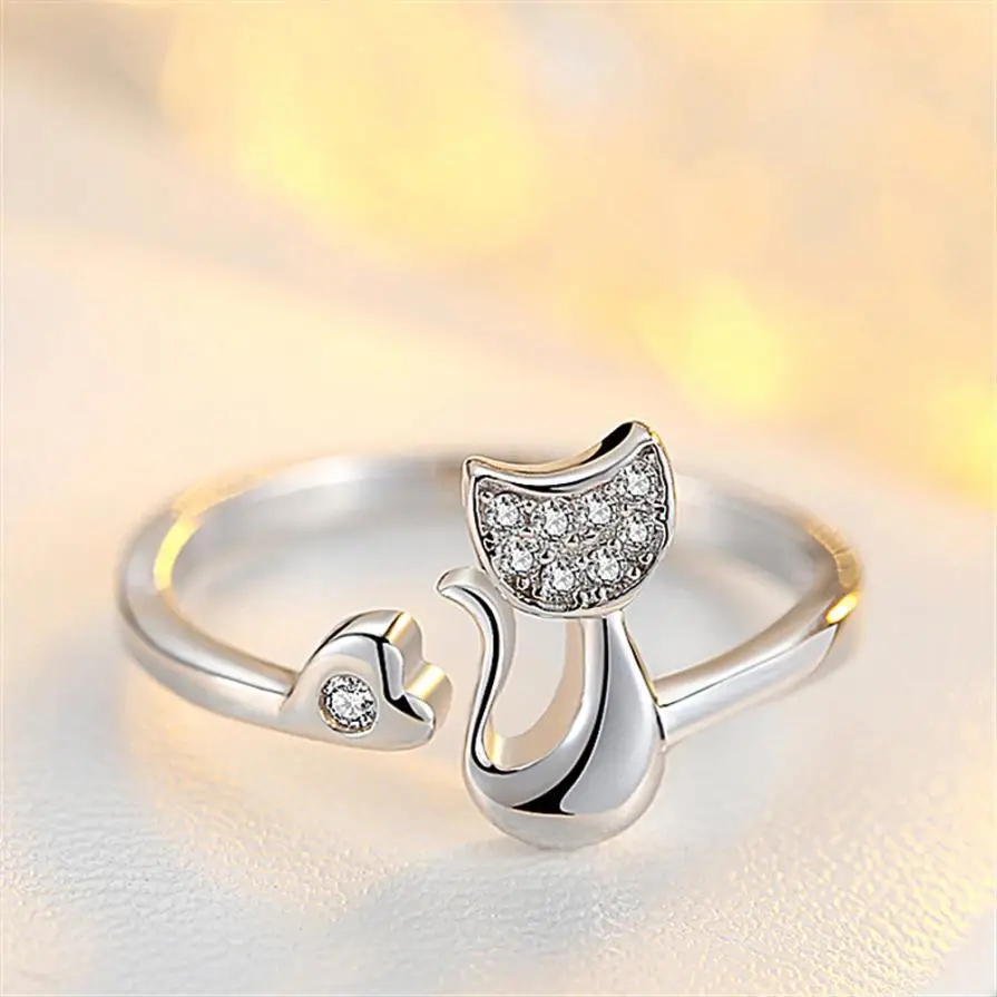 GEMIXI Cute Silver Cat Shaped Ring With Rhinestone Eyes Adjustable and Resizeable 4.25
GEMIXI Cute Silver Cat Shaped Ring With Rhinestone Eyes Adjustable and Resizeable 4.25