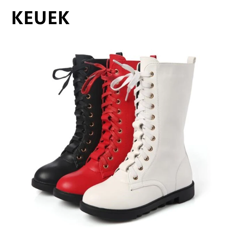 Autumn Winter Girls Riding boots Princess Long boots Children Motorcycle boots Lace-Up Genuine leather Mid-Calf boots 03B
Autumn Winter Girls Riding boots Princess Long boots Children Motorcycle boots Lace-Up Genuine leather Mid-Calf boots 03B