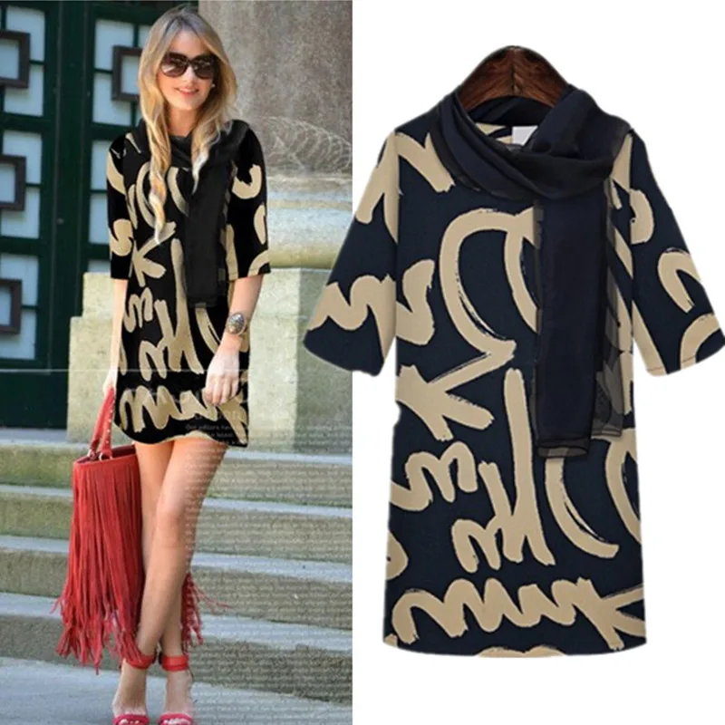 New Europe America Summer Women's Dresses Brand Design Fashion Graffiti Alphabet Black Linen Dress Women Clothes
New Europe America Summer Women's Dresses Brand Design Fashion Graffiti Alphabet Black Linen Dress Women Clothes