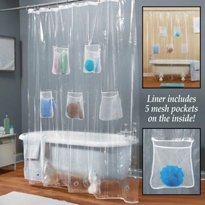 Quick Dry Mesh Pockets Waterproof Shower Curtain or Liner, Bath and Shower Organizer
Quick Dry Mesh Pockets Waterproof Shower Curtain or Liner, Bath and Shower Organizer