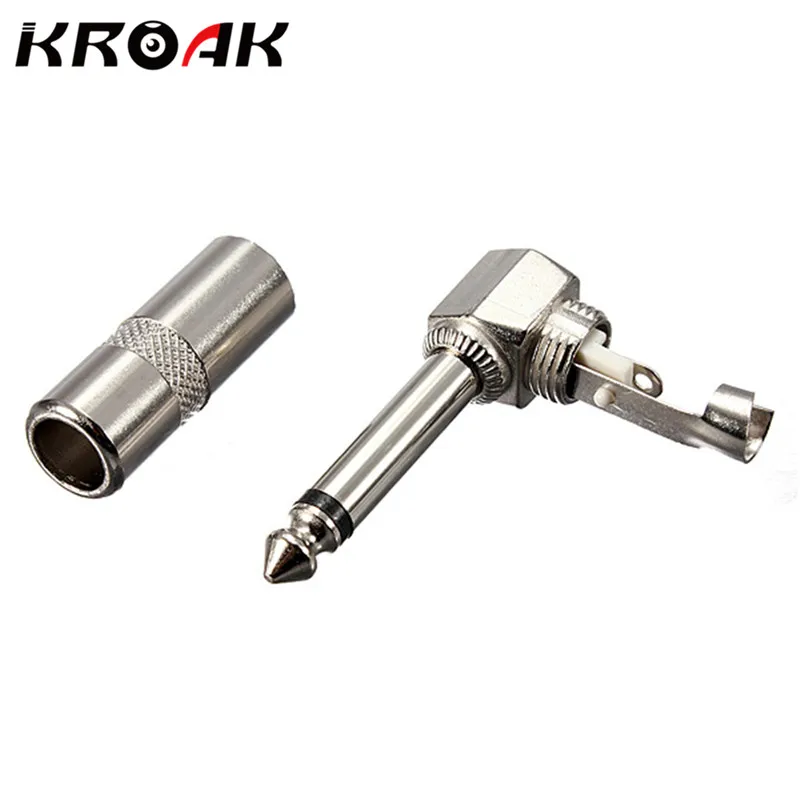 KROAK Right Angle 6.3mm Male Mono Phone Plug Guitar Audio Connector Jack Microphone Cable Terminal
KROAK Right Angle 6.3mm Male Mono Phone Plug Guitar Audio Connector Jack Microphone Cable Terminal