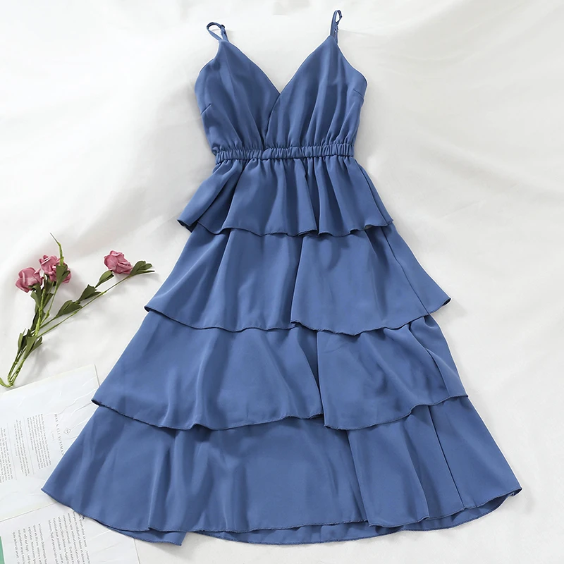 Spring & Summer Sweet Ladies Fashion Slim V-neck Adjustable Layer Cake Dress Women Swing Cascading Ruffles Middle Slip Dress
Spring & Summer Sweet Ladies Fashion Slim V-neck Adjustable Layer Cake Dress Women Swing Cascading Ruffles Middle Slip Dress