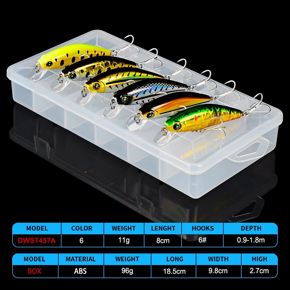 6PC/Lot Fishing Minnow Lures 3.15"-8cm Artificial Fishing Lures Bait 0.39oz-11g with 6# Hooks Painted Tackle 12 Colors Available
6PC/Lot Fishing Minnow Lures 3.15"-8cm Artificial Fishing Lures Bait 0.39oz-11g with 6# Hooks Painted Tackle 12 Colors Available