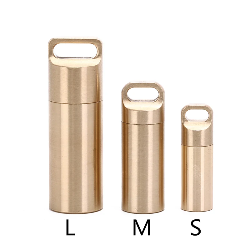Фото Brass Seal Cabin Sealed Multifunctional Pendant Survival Waterproof medicine pill Drug Outdoor Camping EDC Cigarette Warehouse | Дом и сад