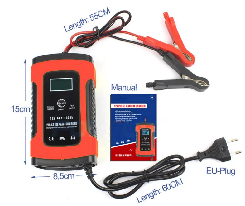 12V Motorcycle & Car Automatic Intelligent Battery Charger, EFB AGM GEL Pulse Repair Battery Charger with LCD Display
12V Motorcycle & Car Automatic Intelligent Battery Charger, EFB AGM GEL Pulse Repair Battery Charger with LCD Display