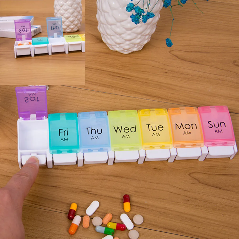7 Day Rainbow Pill Medicine Kit Tablet Pillbox Dispenser Organizer Case with Compartments Pill Box Multicolor Container**C
7 Day Rainbow Pill Medicine Kit Tablet Pillbox Dispenser Organizer Case with Compartments Pill Box Multicolor Container**C