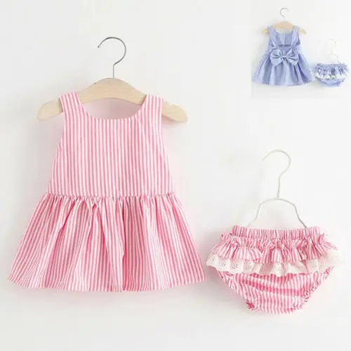 2PCSn Hot Fashion Newborn Kid Baby Girl Cotton Sleeveless Striped Lace Bow Tutu Dress Top Shorts Pants Summer Outfit Set
2PCSn Hot Fashion Newborn Kid Baby Girl Cotton Sleeveless Striped Lace Bow Tutu Dress Top Shorts Pants Summer Outfit Set