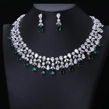 Newest Luxury Sparking Brilliant Green Zirconia Earring Necklace Set Heavy Dinner Jewelry Set Wedding Bridal Dress Accessories
Newest Luxury Sparking Brilliant Green Zirconia Earring Necklace Set Heavy Dinner Jewelry Set Wedding Bridal Dress Accessories