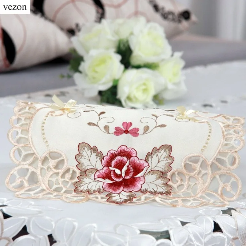 New Fashion High Quality Elegant Polyester Satin Embroidery Tissue Box Cover Embroidered Cutwork Pumping Napkin Box Cover
New Fashion High Quality Elegant Polyester Satin Embroidery Tissue Box Cover Embroidered Cutwork Pumping Napkin Box Cover