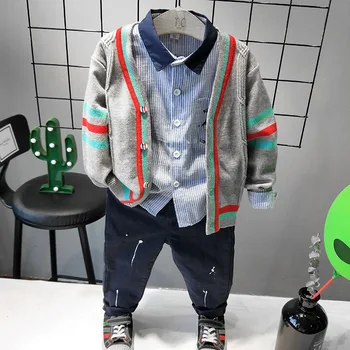 3pcs Boys spring autumn clothing set kids fashion sweater striped shirt and dark blue pant set baby all match clothes
3pcs Boys spring autumn clothing set kids fashion sweater striped shirt and dark blue pant set baby all match clothes
