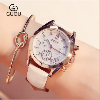 GUOU Fashion Crystal Women's Watches Luxury Ladies Watch Rhinestones Watches Leather Strap Auto Date Clock relogio feminino saat
GUOU Fashion Crystal Women's Watches Luxury Ladies Watch Rhinestones Watches Leather Strap Auto Date Clock relogio feminino saat