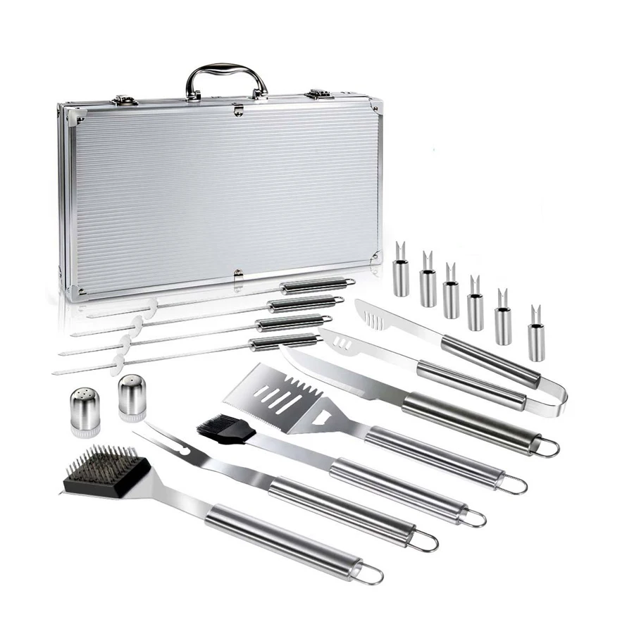 Barbecue Grilling Utensil Accessories Camping Outdoor Cooking Tools Kit Stainless Steel BBQ Tools Set with Aluminum Case
Barbecue Grilling Utensil Accessories Camping Outdoor Cooking Tools Kit Stainless Steel BBQ Tools Set with Aluminum Case