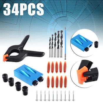 34pcs Woodworking Pocket Hole Jig Kit 6/7/8/9/10mm Angle Drill Guide Set Hole Puncher Locator Jig Drill Bit Set DIY Wood Tools
34pcs Woodworking Pocket Hole Jig Kit 6/7/8/9/10mm Angle Drill Guide Set Hole Puncher Locator Jig Drill Bit Set DIY Wood Tools