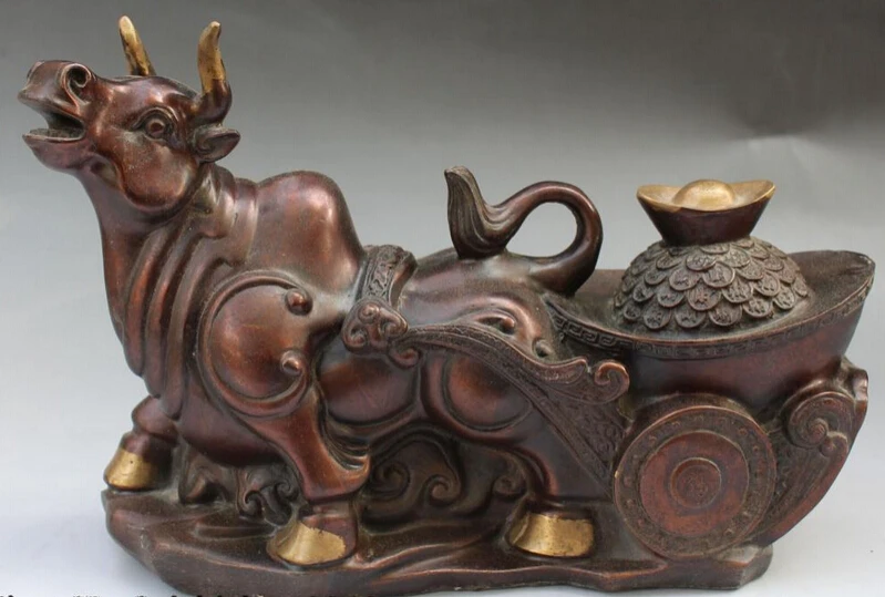 bi001461 12" Chinese Bronze Gilt Fengshui Zodiac Year Bull Ox Cattle Pull Yuanbao Statue
bi001461 12" Chinese Bronze Gilt Fengshui Zodiac Year Bull Ox Cattle Pull Yuanbao Statue