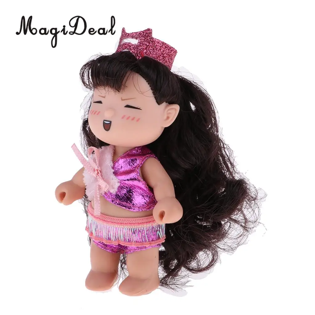 4inch Height Dollhouse Miniature Dolls Figures Soft Plastic Mini Forest Princess Doll Cute Keychain Keyring Pendant Baby Doll