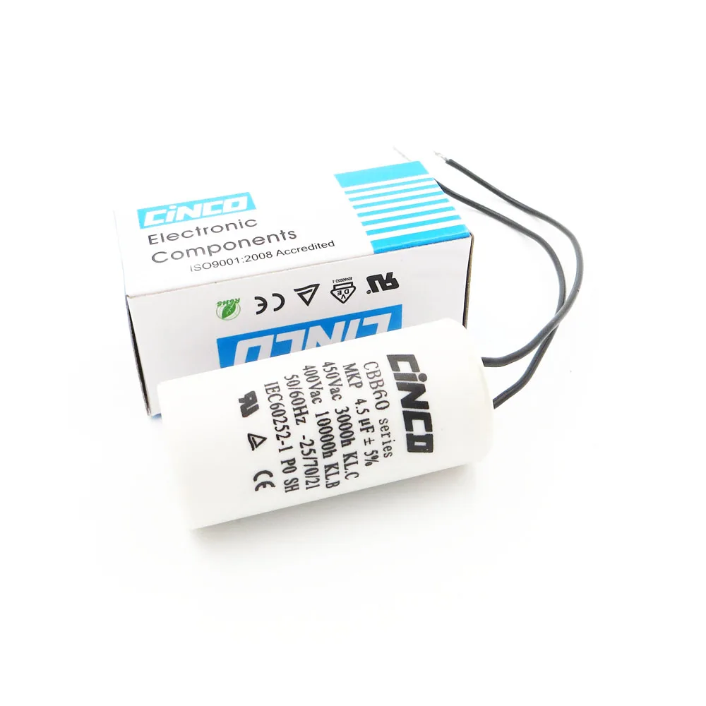 4.5UF 400V 450V CBB60 Motor Run Capacitor wire SH DB Polypropylene Film Ac 450VAC Water Pump electrical engine 4.5mfd 4.5mf
4.5UF 400V 450V CBB60 Motor Run Capacitor wire SH DB Polypropylene Film Ac 450VAC Water Pump electrical engine 4.5mfd 4.5mf
