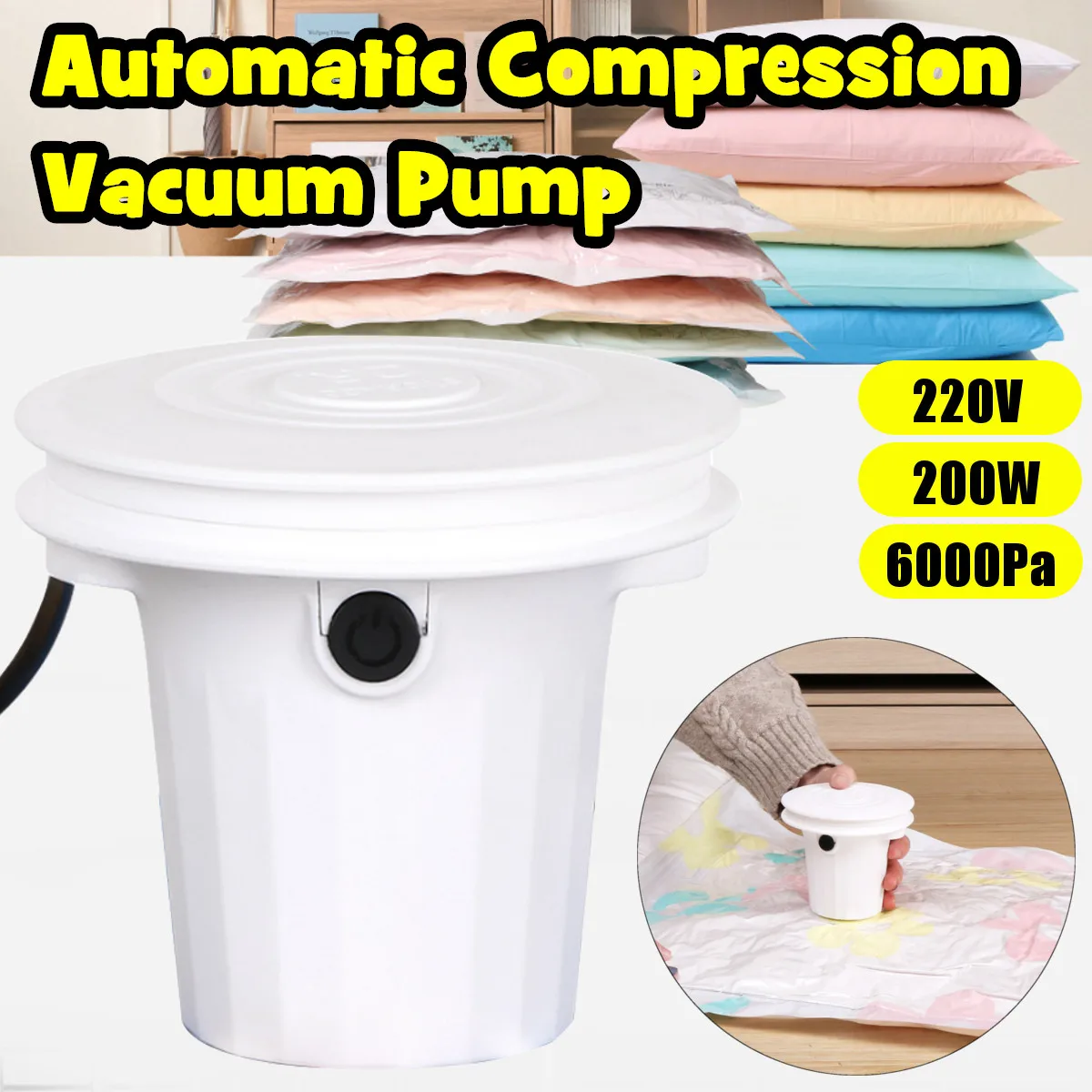 Household Automatic Vacuum Sealer Pump Machine Compressed Bags Vacuum Compressed Bags Electric Air Pump For Clothes Quilt Food
Household Automatic Vacuum Sealer Pump Machine Compressed Bags Vacuum Compressed Bags Electric Air Pump For Clothes Quilt Food