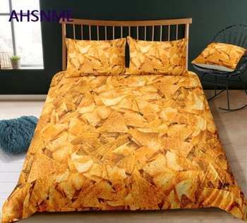 AHSNME Real 3D Pattern Food Theme Cover Set Polyester Golden Potato Chips Bedding Set Super King Queen Full Twin Size Bed Set
AHSNME Real 3D Pattern Food Theme Cover Set Polyester Golden Potato Chips Bedding Set Super King Queen Full Twin Size Bed Set