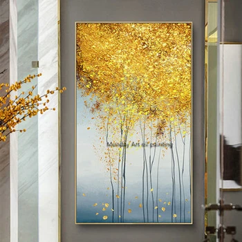 Wall art new Hand painted landscape gold trees oil paintings large abstract art wall paintings Decoracion Cuadros duvar tablolar
Wall art new Hand painted landscape gold trees oil paintings large abstract art wall paintings Decoracion Cuadros duvar tablolar