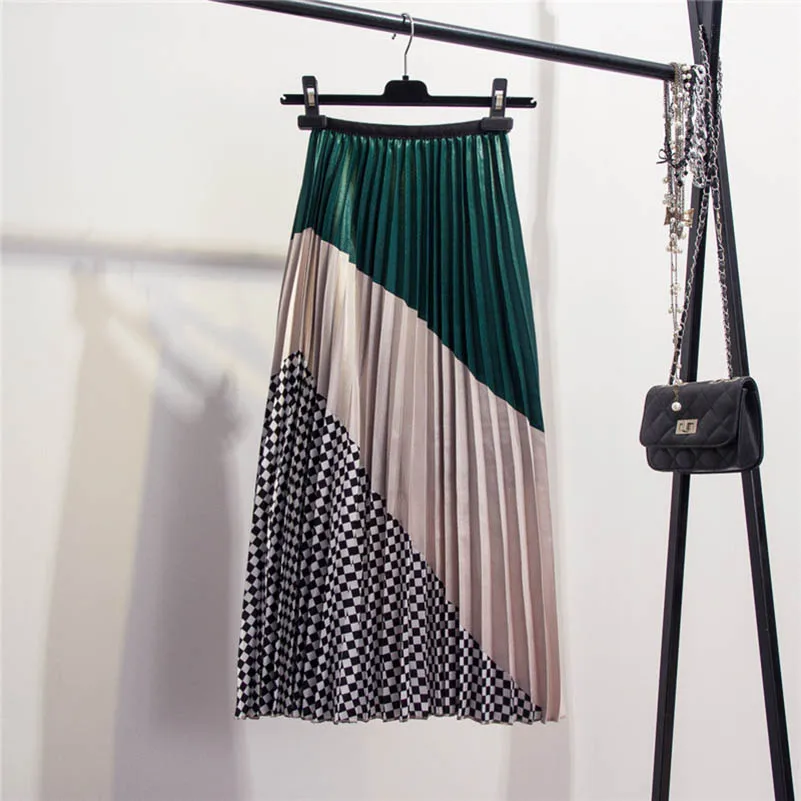 NiceMix Satin Skirt Women High Waist Pleated Skirts Girls Ladies Qutumn Winter Basic Skirts Bump Color Stitching Lattice Mid-cal
NiceMix Satin Skirt Women High Waist Pleated Skirts Girls Ladies Qutumn Winter Basic Skirts Bump Color Stitching Lattice Mid-cal