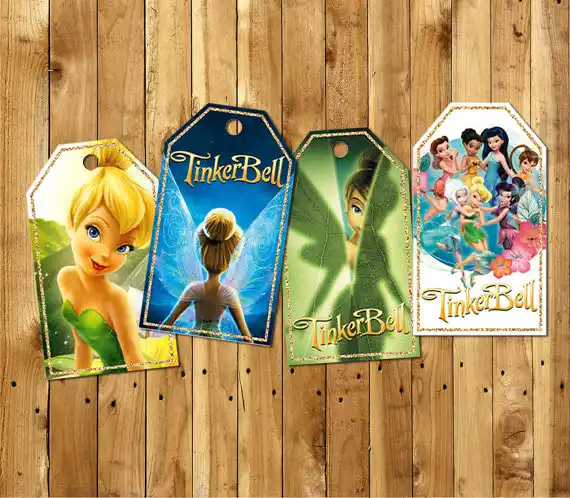 princess tinkerbel thank you tags labels gift favors birthday