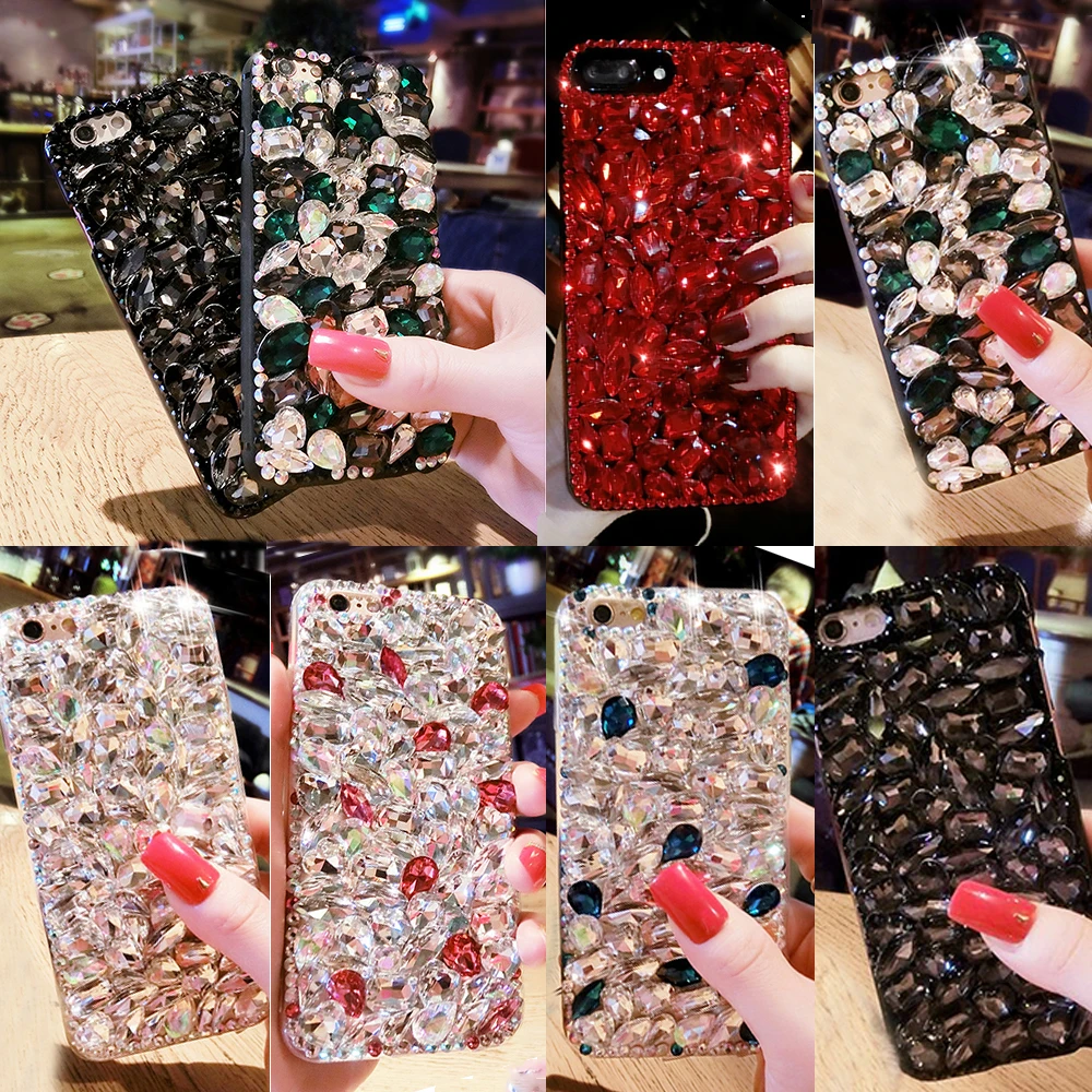 smartphone case For iPhone 7 Plus TPU+PC Acrylic Unique fashion Bling Diamond Luxury Glitter DIY Handmade Cute Shell Cover |