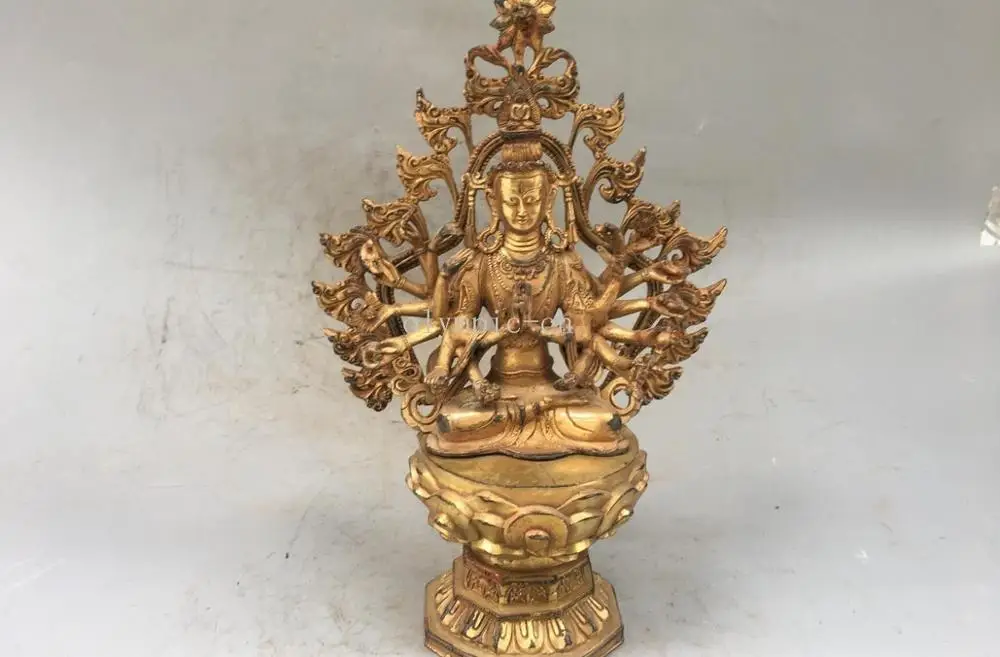 12'' bronze gold gild tibetan buddhism eight arm Guanyin Maha Cundi Bodhisattva
12'' bronze gold gild tibetan buddhism eight arm Guanyin Maha Cundi Bodhisattva