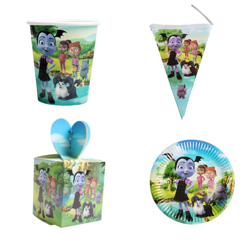 Vampire cute little girl Disposable tableware set Paper cups plate Candy box Banner birthday Wedding decoration Party supplies
Vampire cute little girl Disposable tableware set Paper cups plate Candy box Banner birthday Wedding decoration Party supplies