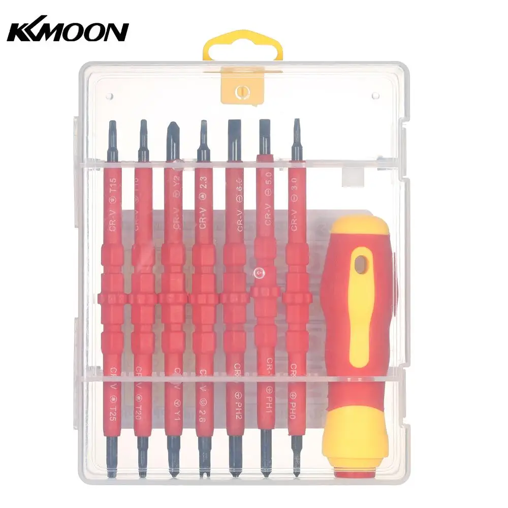 

KKmoon 7 in 1 1000V Changeable Insulated Screwdrivers Set with Magnetic Phillips and Slotted Bits Electrician Repair Tools Kit