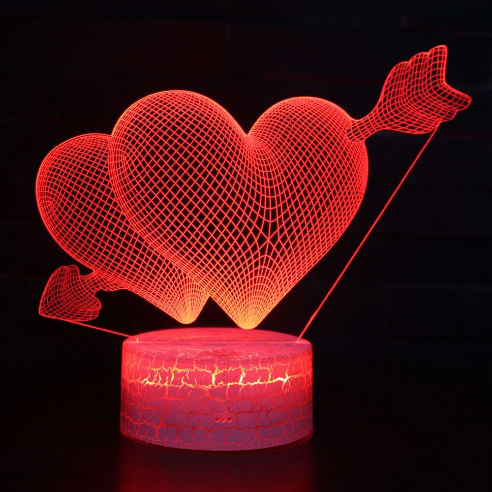 Color Changeable Cupid Arrow Hearts Illusion LED 3D Visual Night Light Creative Bedroom Decoration Light Novelty Lamp Lover Gift
Color Changeable Cupid Arrow Hearts Illusion LED 3D Visual Night Light Creative Bedroom Decoration Light Novelty Lamp Lover Gift