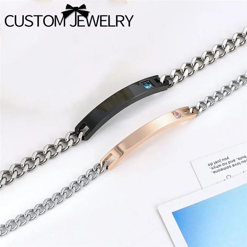 GAGAFEEL Personalized Couple Bracelet Bangle Women Men Jewelry Link Chain Customised Laser Engrave With Clear Zircon Dropshiping
GAGAFEEL Personalized Couple Bracelet Bangle Women Men Jewelry Link Chain Customised Laser Engrave With Clear Zircon Dropshiping
