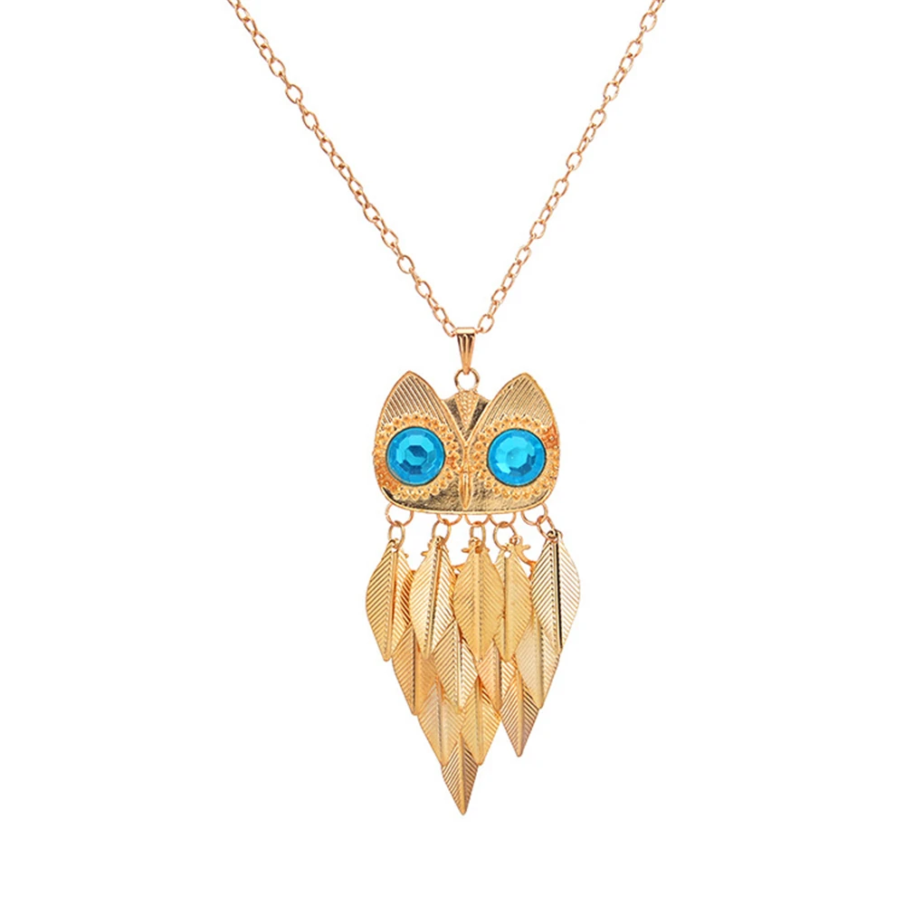 Image EVERYSHINE Blue Crystals Owl Maxi Boho Long Chokers Necklaces   Pendants for Women Mother Girl Gifts Fashion alloy Jewelry jq767