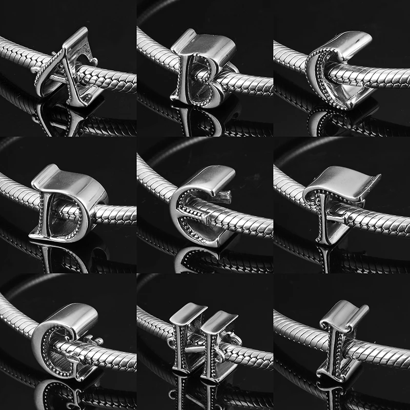 100% Real 925 Sterling Silver Fashion Alphabet A - Z 26 Letter Beads DIY Jewelry Making Fit Pandora Charms Bracelet Bangles
100% Real 925 Sterling Silver Fashion Alphabet A - Z 26 Letter Beads DIY Jewelry Making Fit Pandora Charms Bracelet Bangles
